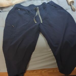 Figs Navy Joggers with Gray Drawstring